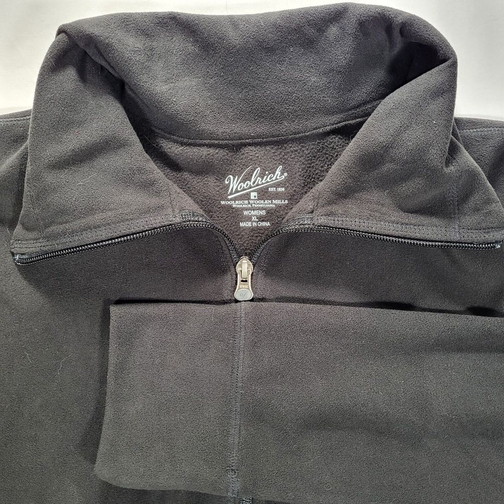 Woolrich Women's XL Full Zip Black Transit‎ Fleece Jacket with Zip Pockets